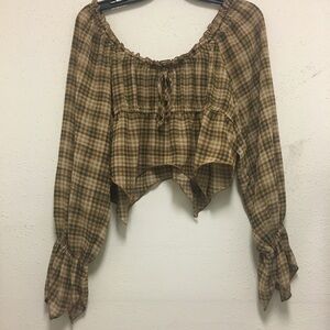 Forever 21 Multicolored Mesh Long Sleeve Top Womens Size L